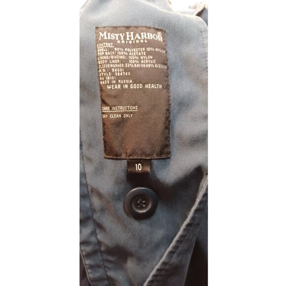 VTG Misty Harbor Trench Coat Size 10 Blue Teal Classic Rain Jacket 90s - Picture 6 of 6